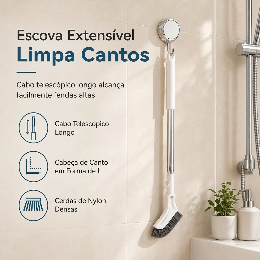 Escova multifuncional para pavimentos com cabo longo extensível