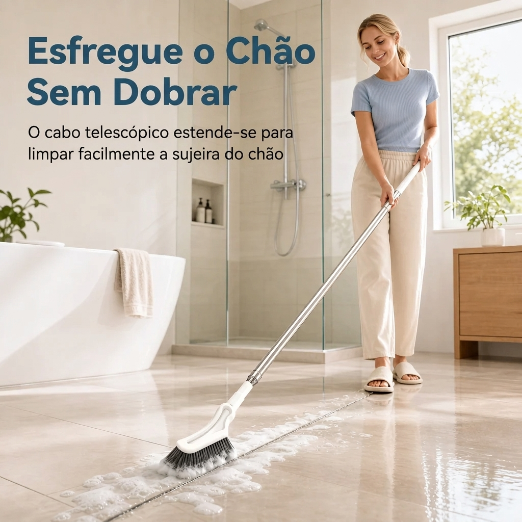 Escova multifuncional para pavimentos com cabo longo extensível