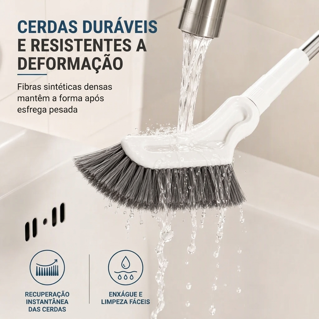 Escova multifuncional para pavimentos com cabo longo extensível